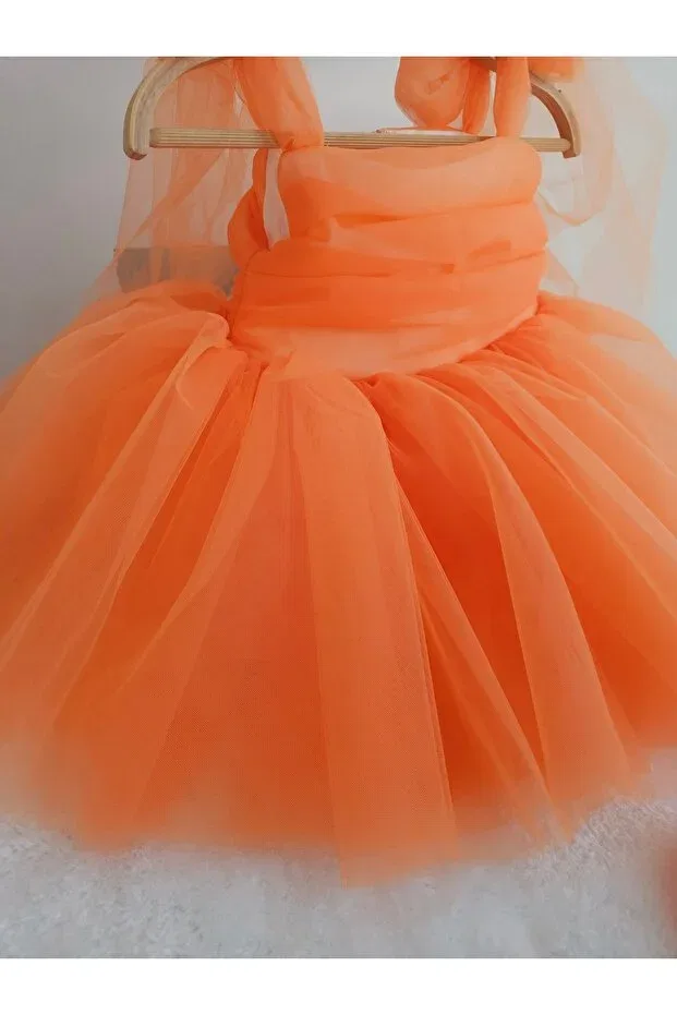 Детское платье для девочек без рукавов Elwirababyboutiqe, Orange — фото 3