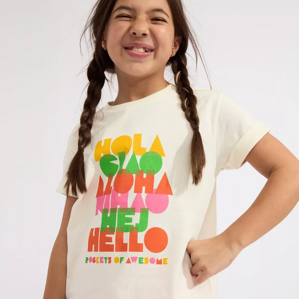 Детская футболка с принтом Hola Rolled Cuff Tee Rockets of Awesome, Multi — фото 2
