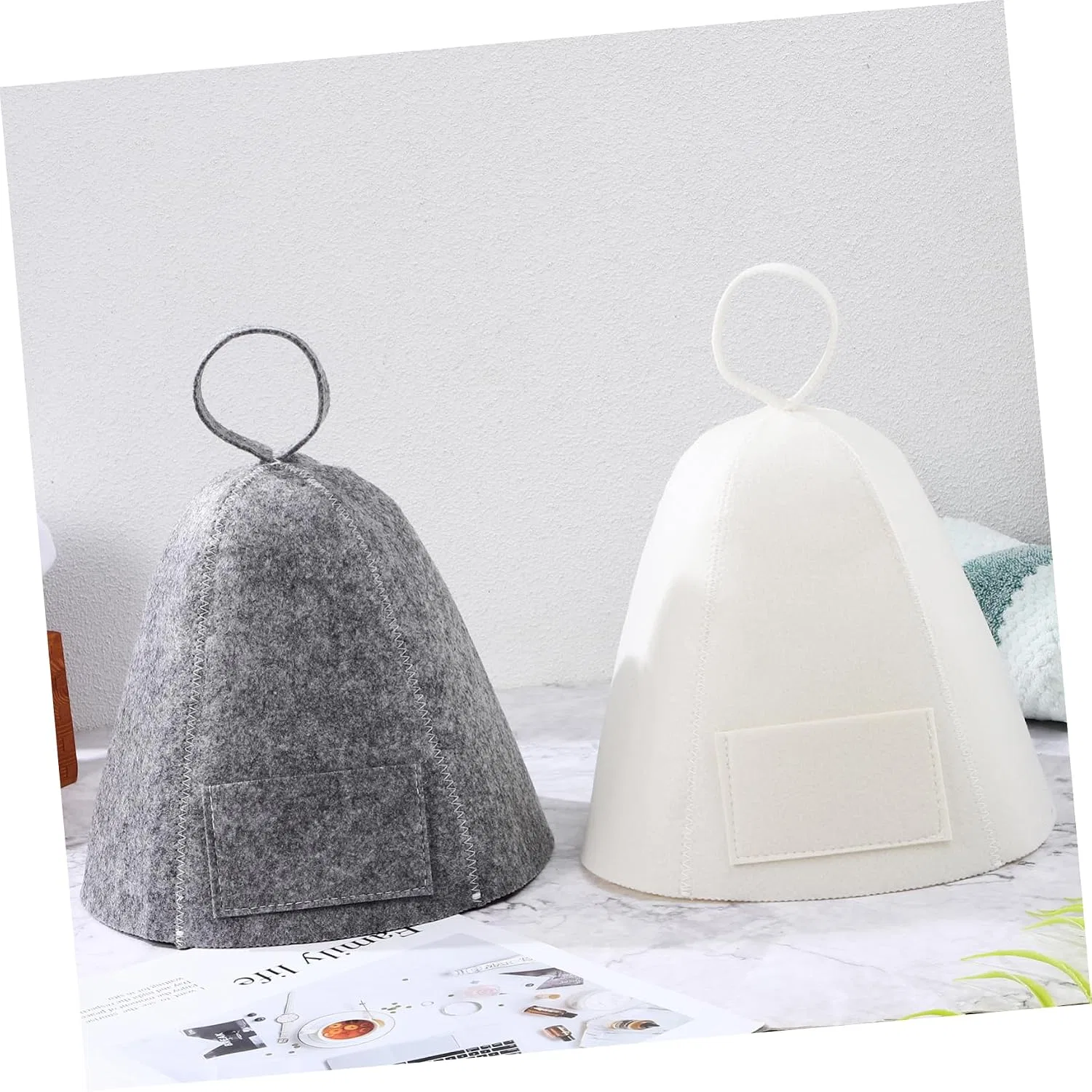 Шапочка для душа из фетра, 2 шт, PACKOVE, 33x24x0.5 см, Black — фото 2