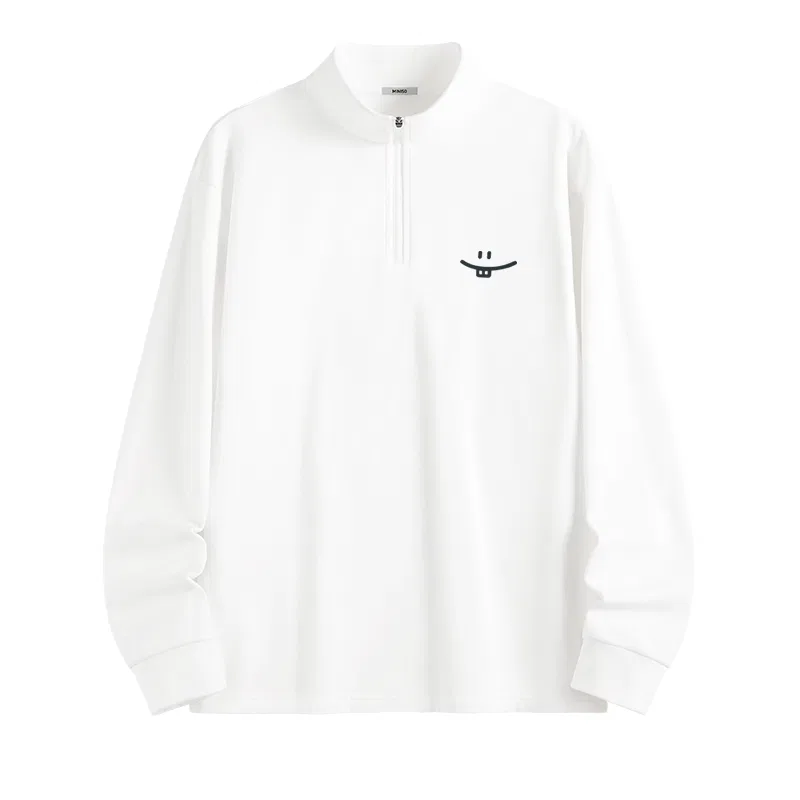 Детская футболка с принтом MINISO, Soft Polar Fleece White B Simple Smile Drawing Chest Logo