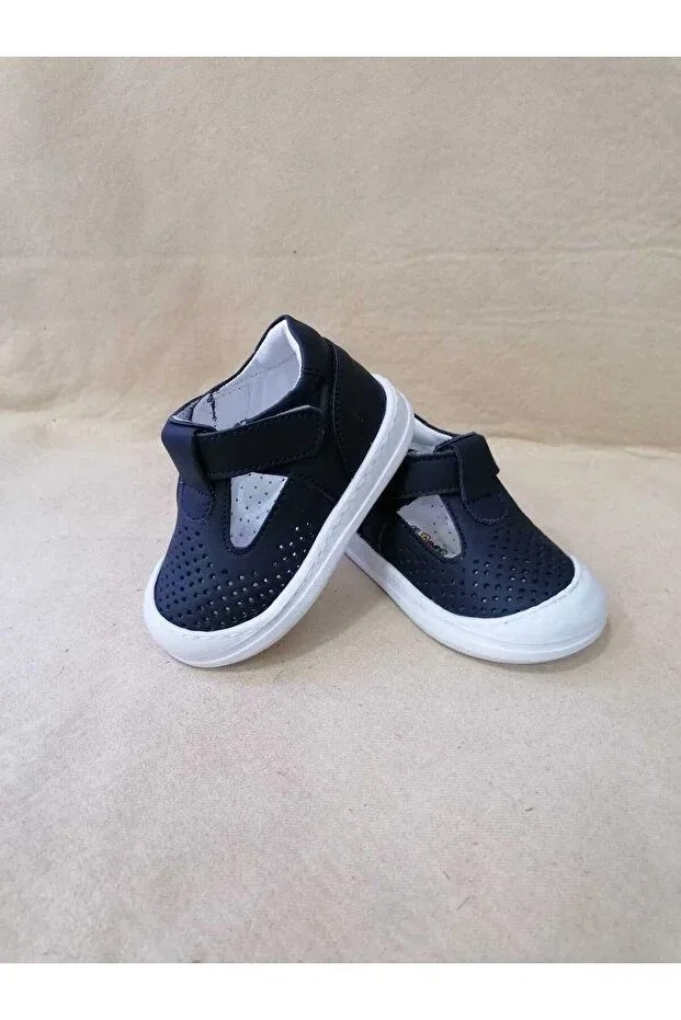 Детские туфли для девочек кожаные с ортопедической стелькой Özgür Kids, Navy Blue — фото 2