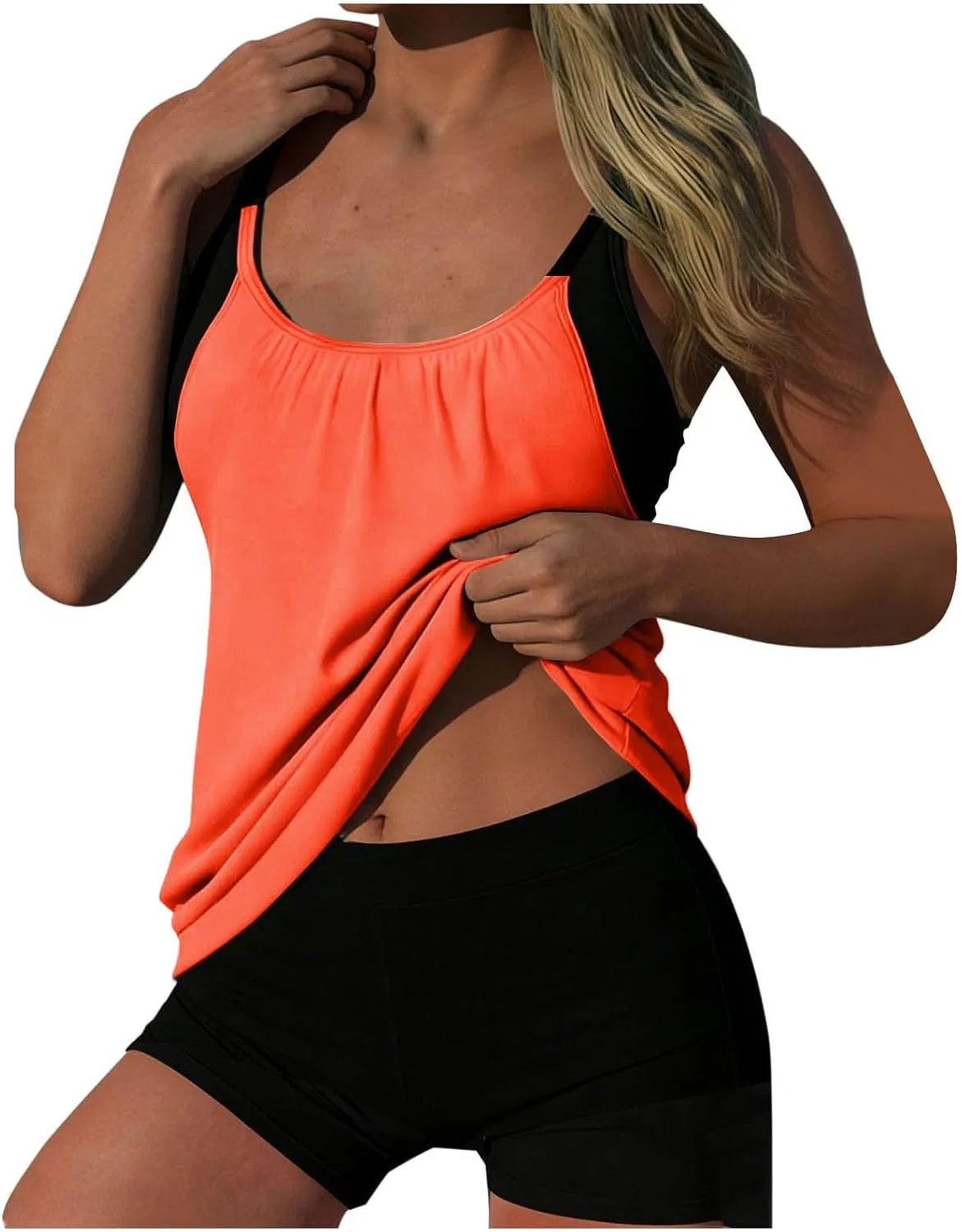 Женский монокини с эффектом утяжки Push-up Plaid, Orange