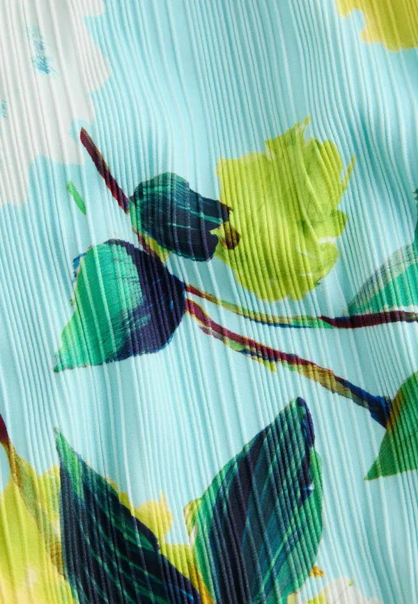 Купальник с цветочным принтом Tall fit - rib square neck tummy control swimsuit Next, Aqua Blue, Lime Green, Floral, бирюзовый/салатовый — фото 3