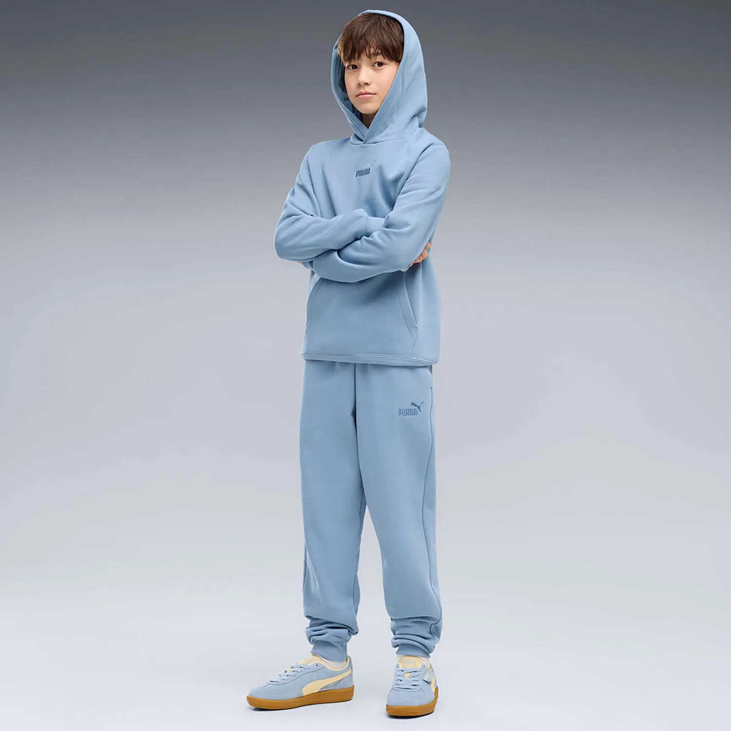 Детское худи для мальчиков с капюшоном Puma Ess Small No.1 Logo Centered Hoodie Fl B, Blau — фото 4