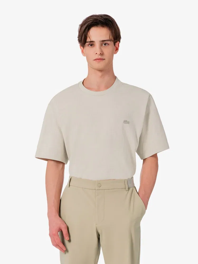Футболка с контрастной строчкой и карманом LACOSTE, Beige — фото 4