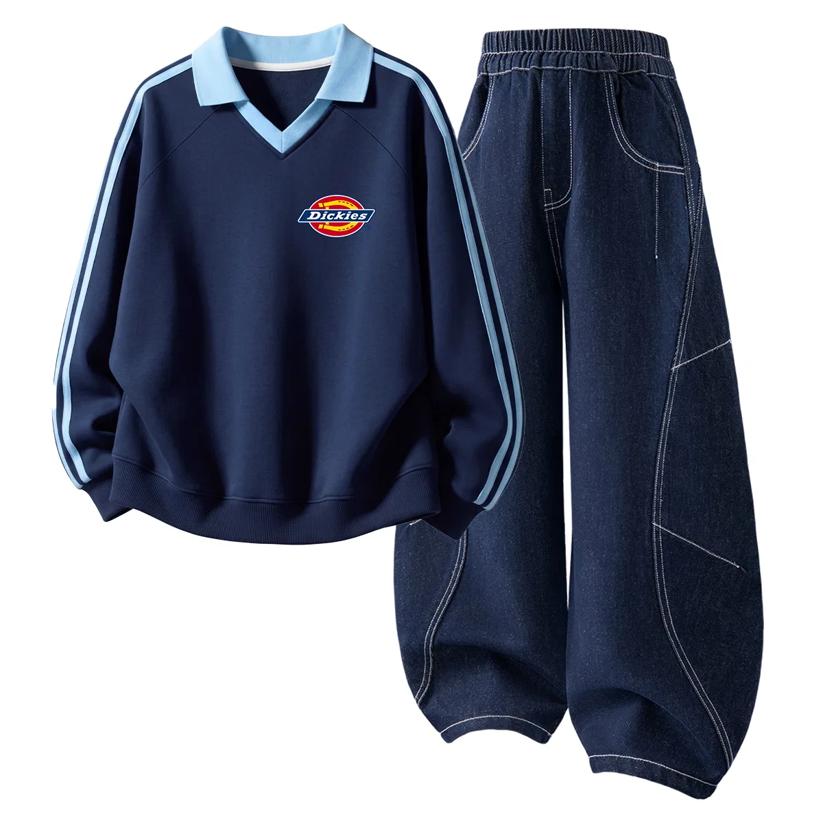 Детский спортивный комплект с поло-воротником Dickies, Berry Dark Reddish Purple/Denim Dark Blue — фото 3