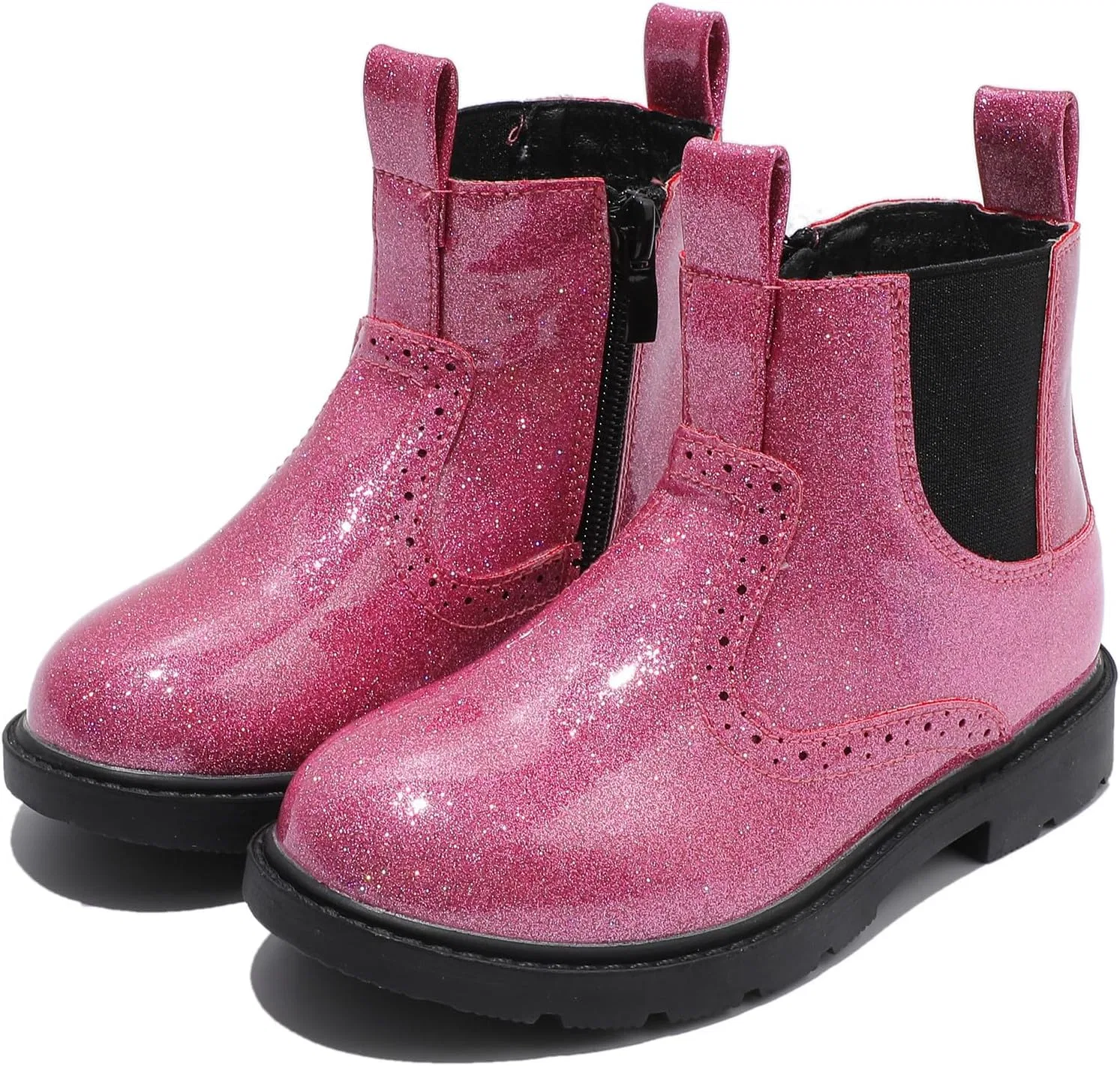 Детские ботинки челси водонепроницаемые с боковой молнией DADAWEN, Pink Glitter