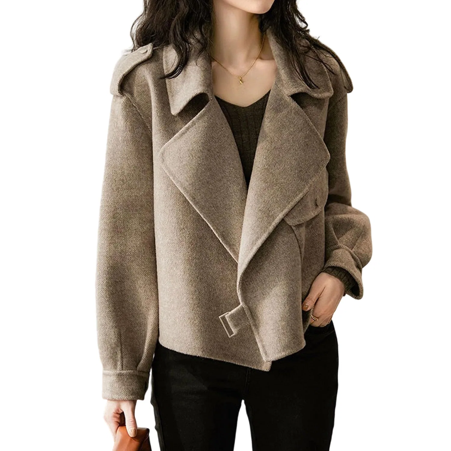 Женское пальто с лацканами, модель trench coat, Cachi