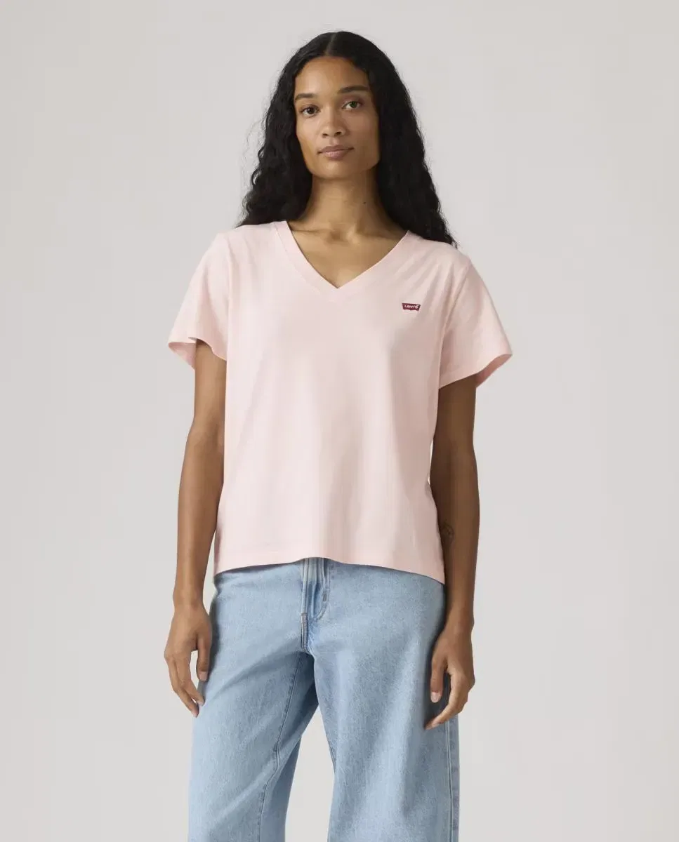Женская футболка с коротким рукавом с V-образным вырезом Levi's, Rosa Claro