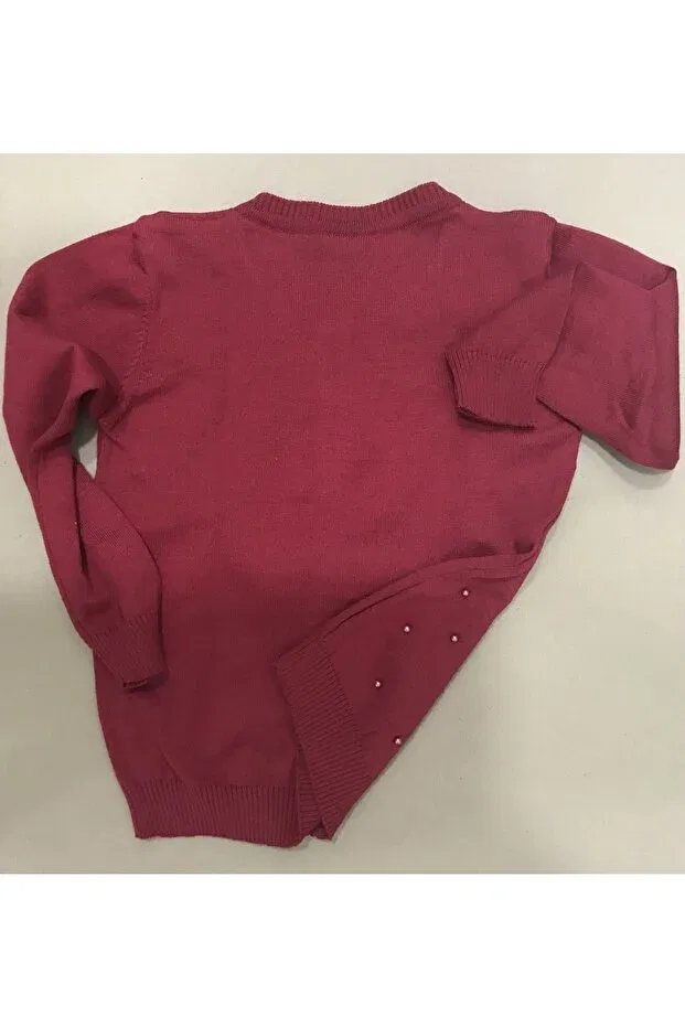 Детский кардиган для девочек хлопковый Pearl Cardigan Nonno Kids, Dark Red — фото 4