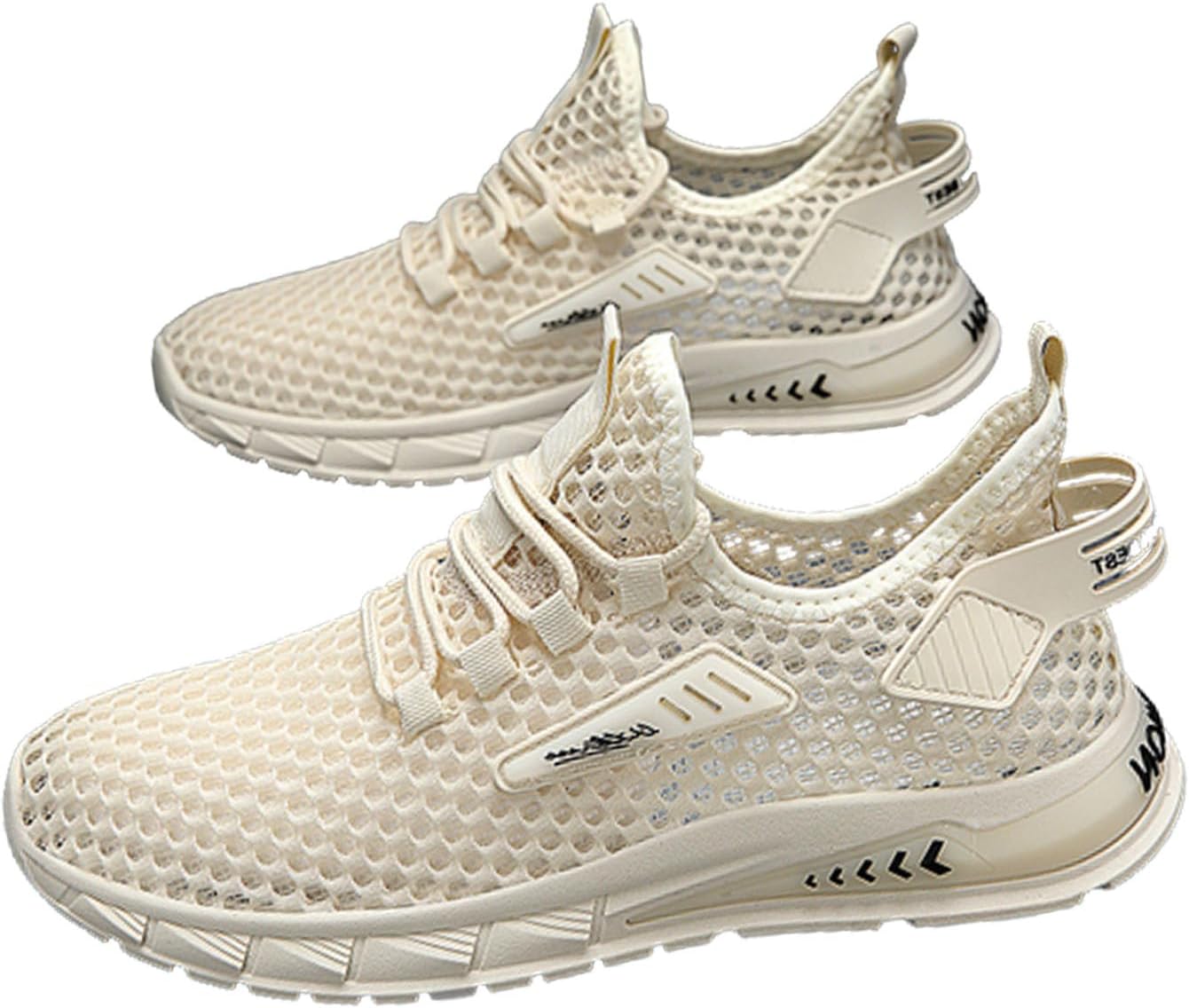 

Кроссовки DESESE для мужчин, с сеткой и вентиляцией, с вырезами, дышащие, с нескользящей шнуровкой, модные повседневные теннисные туфли, легкие беговые кроссовки с быстрой сушкой, бежевый