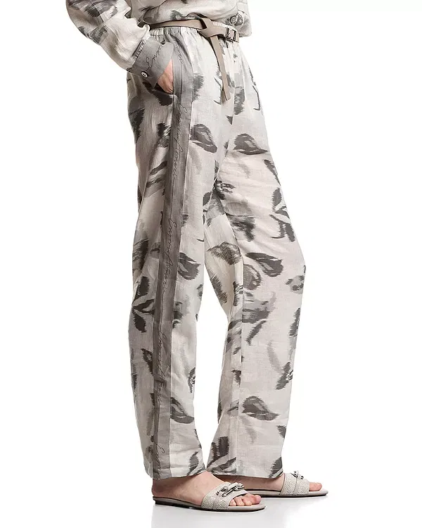 Женские брюки с цветочным принтом Emporio Armani, Grey Flowers