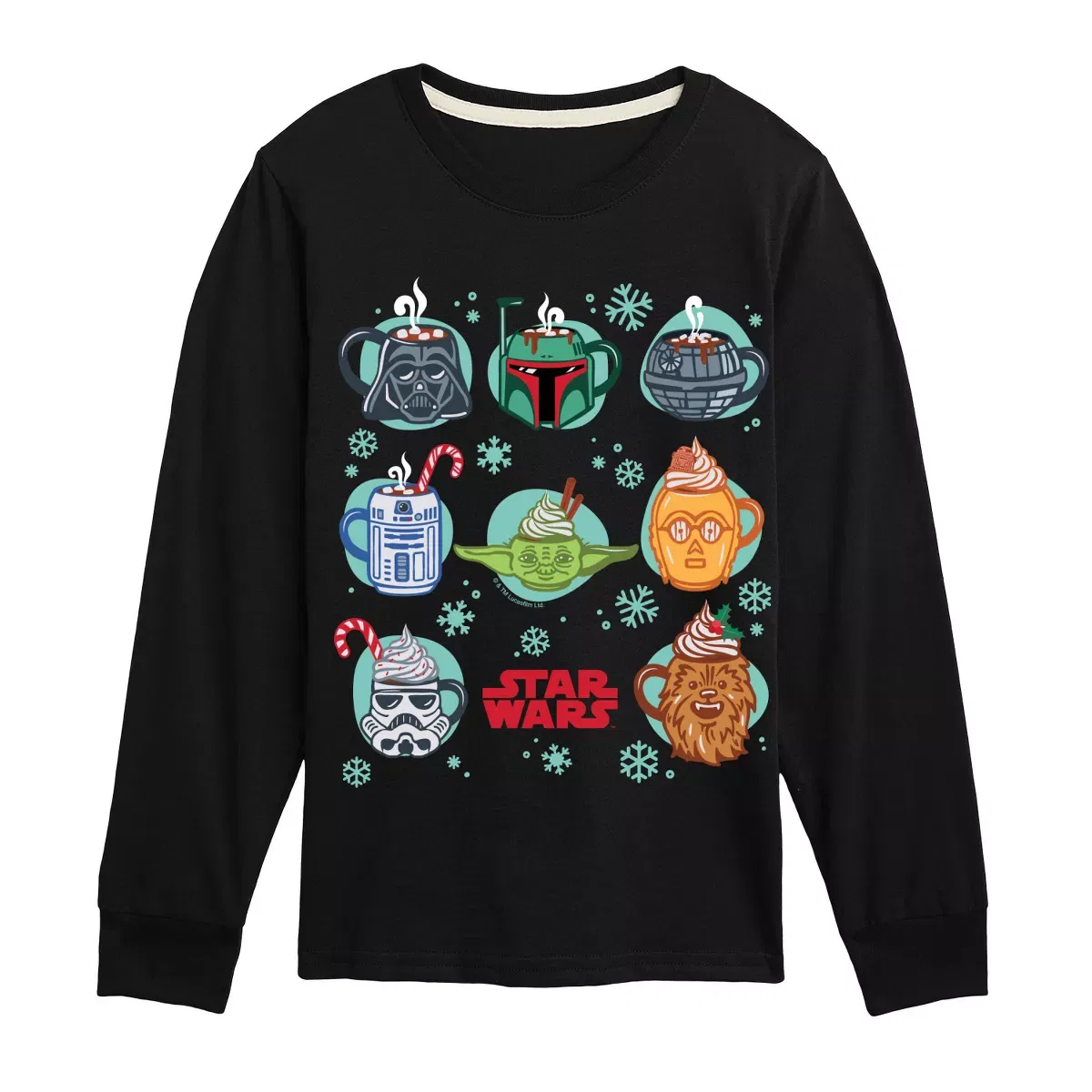 Детское лонгслив с принтом Star Wars Christmas Mugs Star Wars, Black