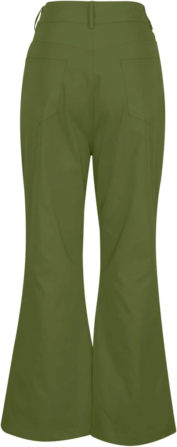 Мужские брюки клеш с принтом 70s Disco Pants, армейский зелёный — фото 3