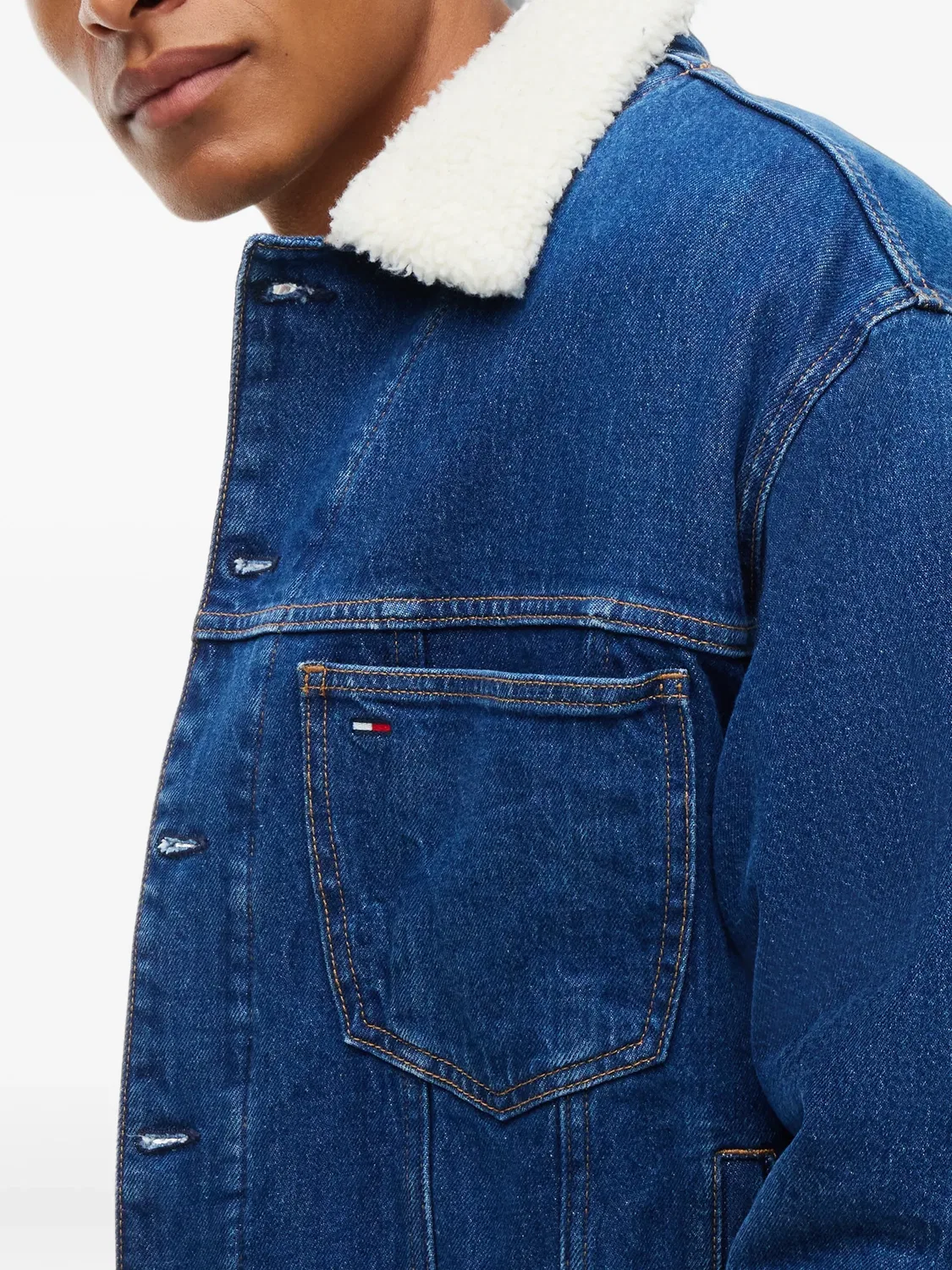 Джинсовая куртка с тедди-воротником Tommy Hilfiger, синий — фото 2