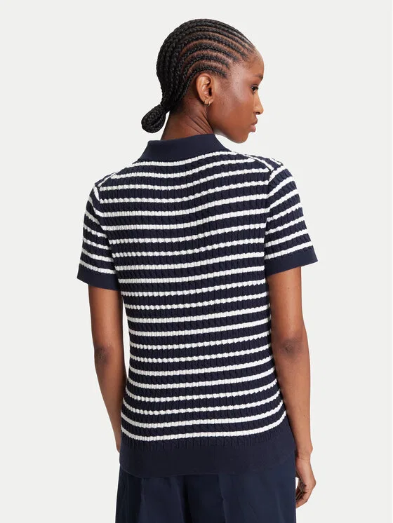 Поло regular fit Fine Tommy Hilfiger, темно-синий — фото 3