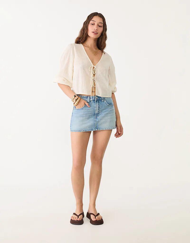 

Джинсовая юбка-шорты Stradivarius D62 из синего денима