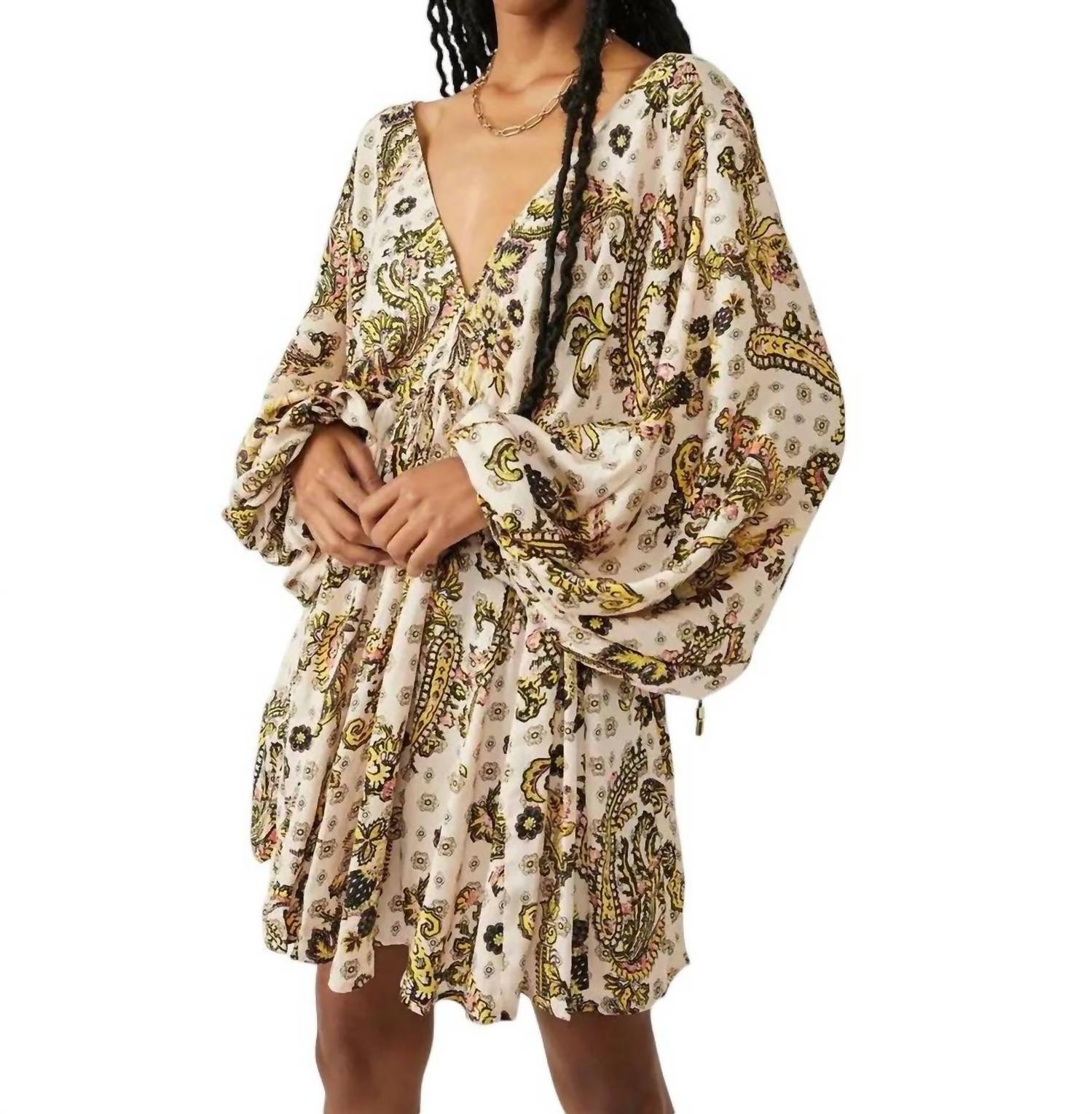 

Мини-платье Arzel с принтом в чайном цвете Free People, цвет tea combo