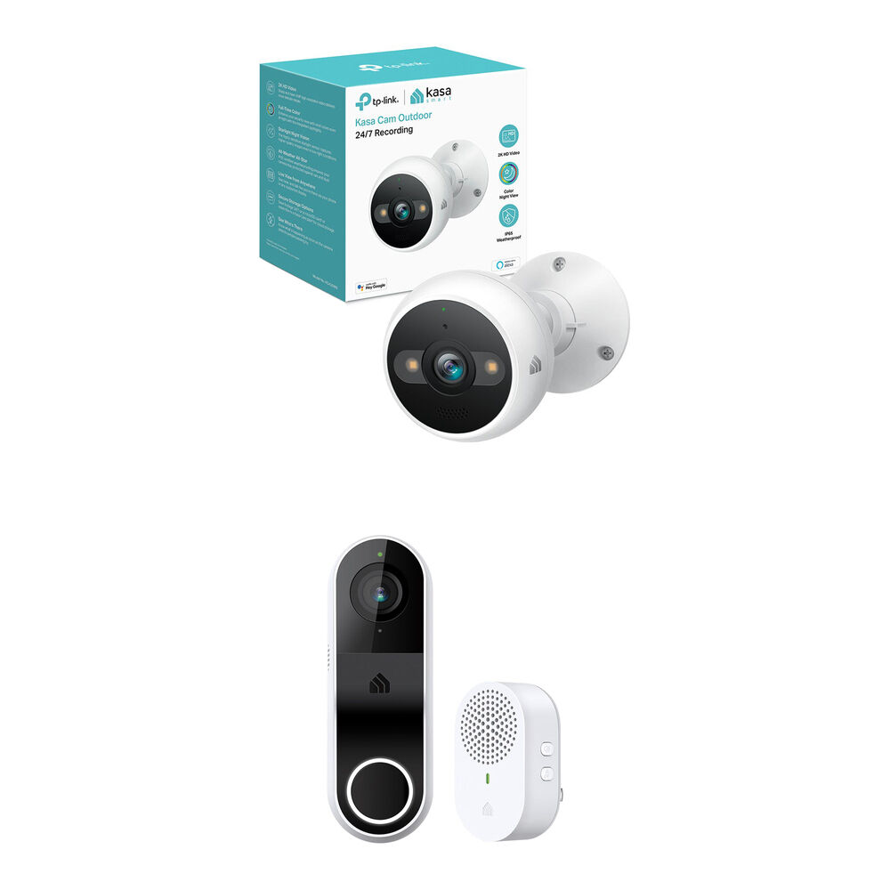 

Уличная 4-мегапиксельная Wi-Fi-камера видеонаблюдения TP-Link KC420WS Kasa Cam с умным дверным звонком KD110 Kasa