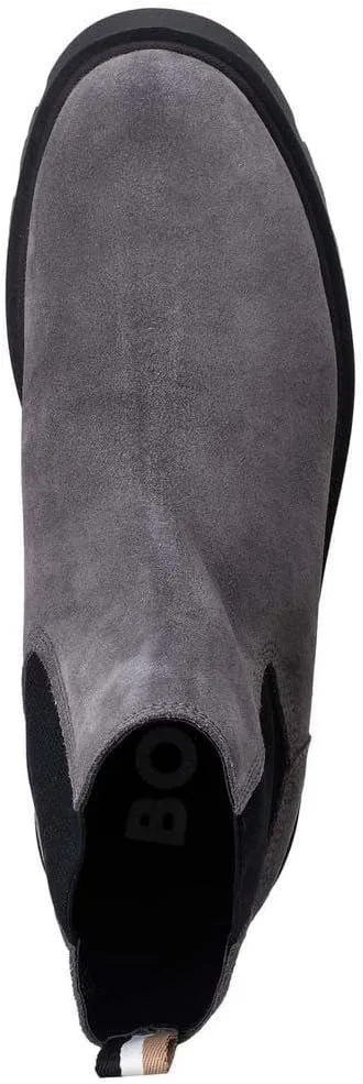 Мужские ботинки BOSS Adley Cheb Chelsea из замши с фирменной полосой, размер, Darkgray — фото 3
