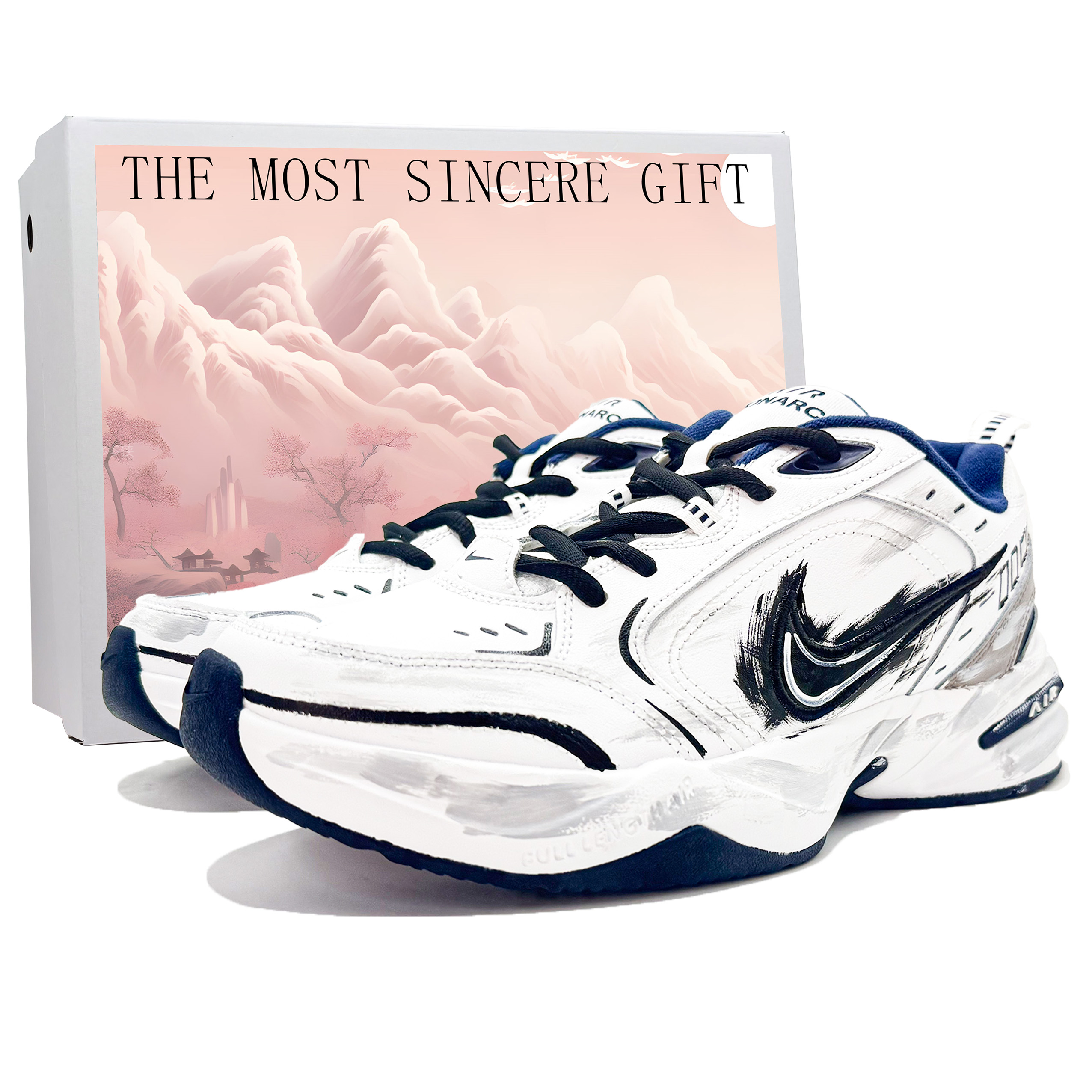 

Nike Air Monarch 4 легкие низкие массивные кроссовки, увеличивающие рост, мужские, белые, серые