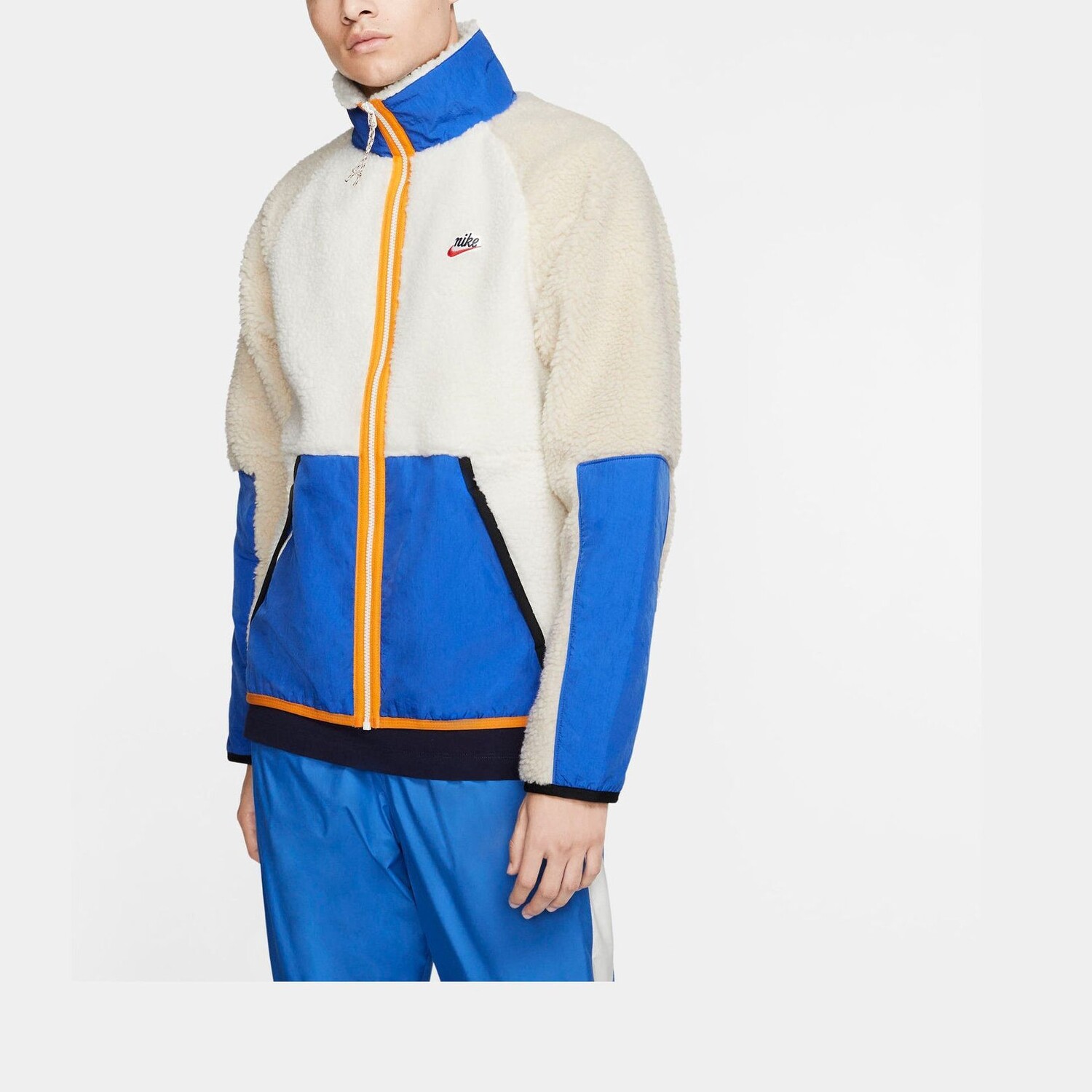 Бархатная куртка мужская белая/синяя Nike, белый/синий — фото 3