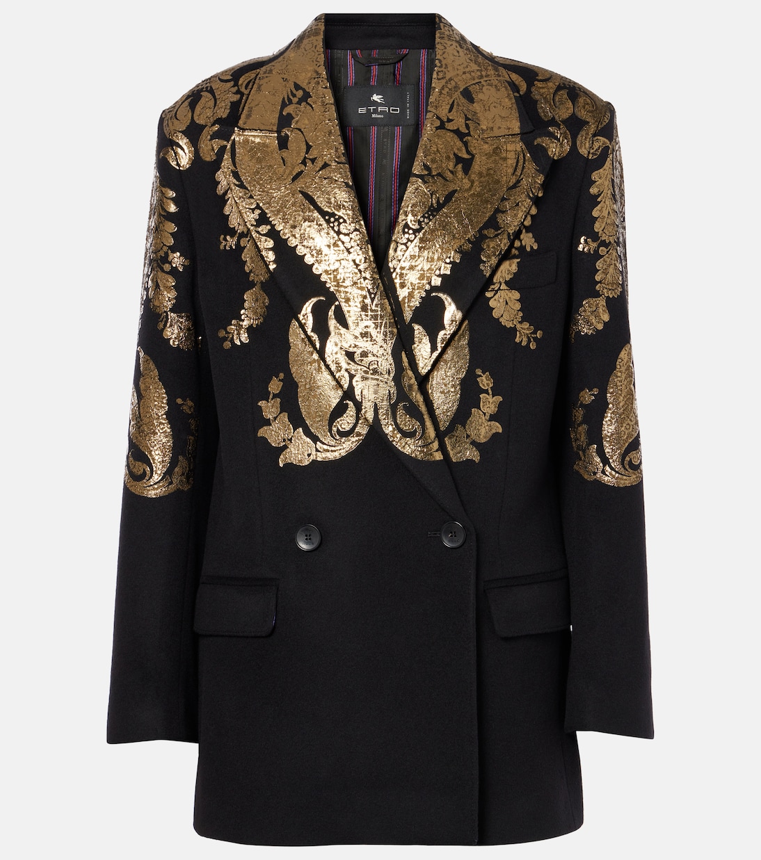 

Блейзер из шерсти и кашемира с узором пейсли Etro, черный
