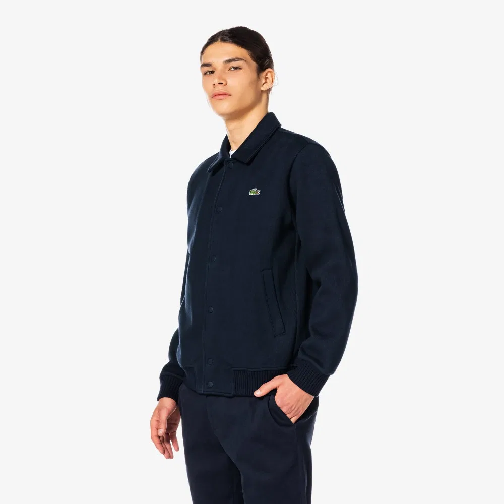 Мужской тёмно-синий свитшот-бомбер из рипстопа от Lacoste — фото 4