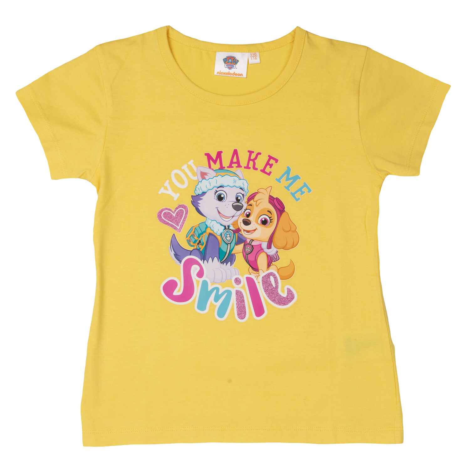

Футболка United Labels Paw Patrol Skye und Everest You make me smile mit Glitterprint, желтый