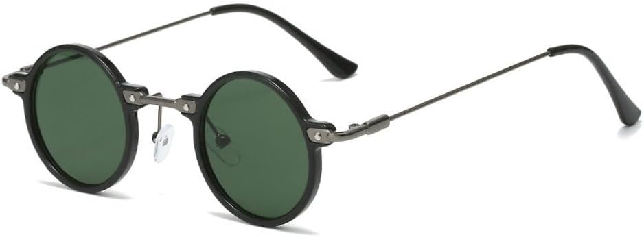 

Ретро маленькие круглые женские солнцезащитные очки с прозрачными линзами цвета океана, защита от УФ-излучения UV400, мужские солнцезащитные очки в стиле панк TKKTLLT, Black Dark Green