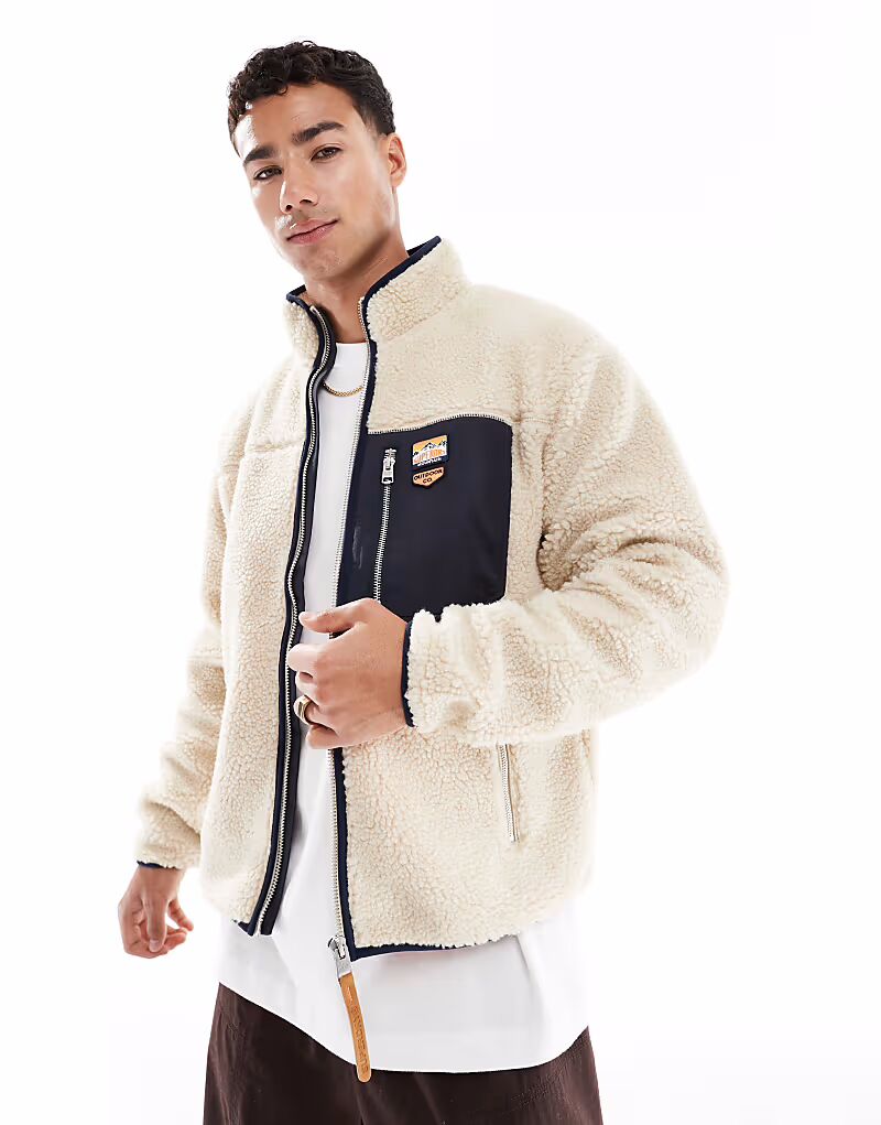 

Флисовая кофта Superdry Vintage Retro на молнии в овсяно-бежевом цвете