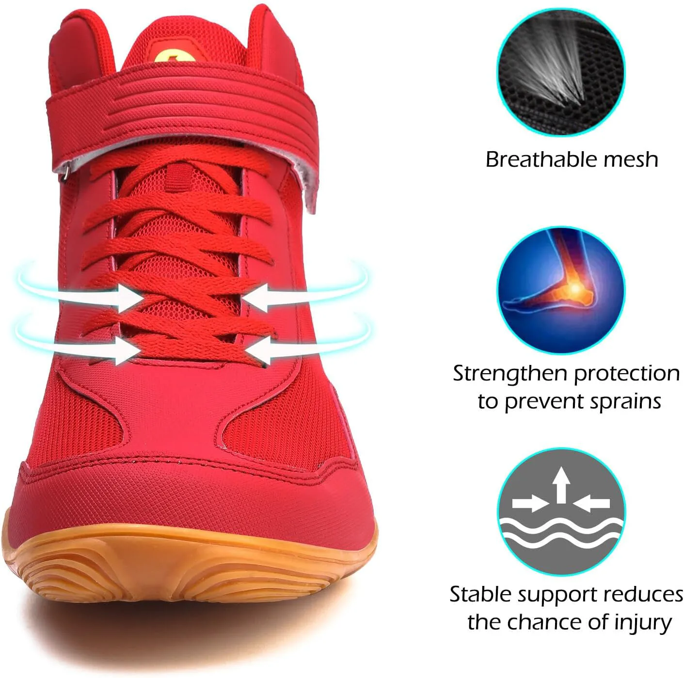 Мужские борцовки DimaiGlobal, кроссовки для фитнеса, боксерские туфли с нулевым падением, высокие спортивные обувь для боевых искусств, тхэквондо, каратэ, тренировочная обувь для единоборств, красный — фото 4