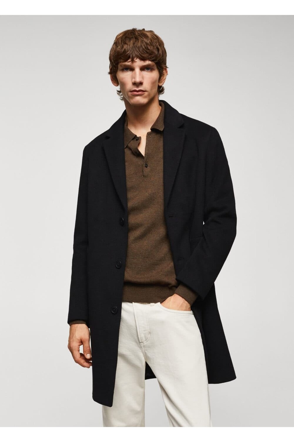 

пальто из переработанной шерсти Mango, черный