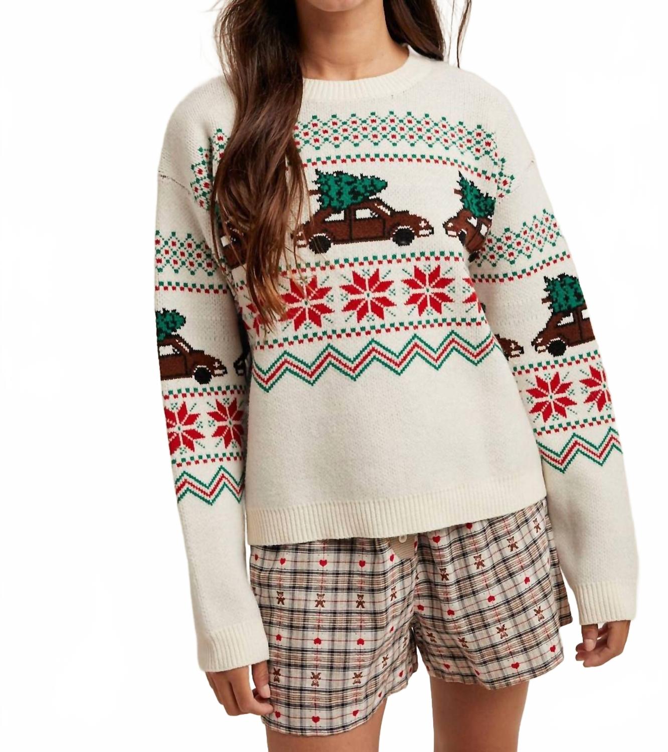 

WISHLIST Свитер с узором «Фэр-Айл» в цвете «слоновая кость» с рисунком «рождественская елка и машина»