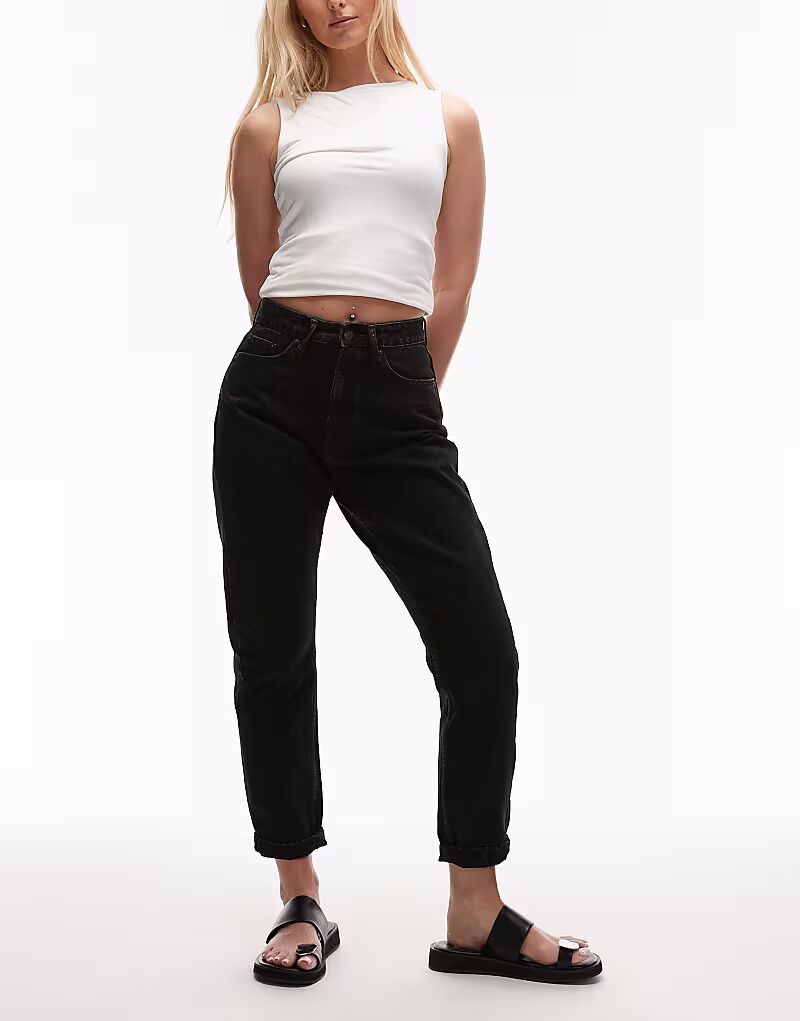 

Джинсы Topshop Hourglass Original Mom с высокой талией черного цвета