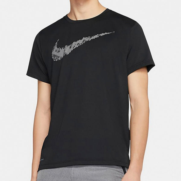 Футболка stripe logo printing training sports short sleeve black Nike, черный — фото 4