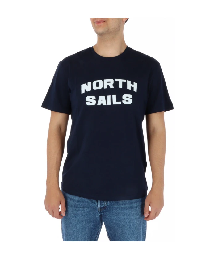 

Белая футболка с короткими рукавами и круглым вырезом. North Sails, синий