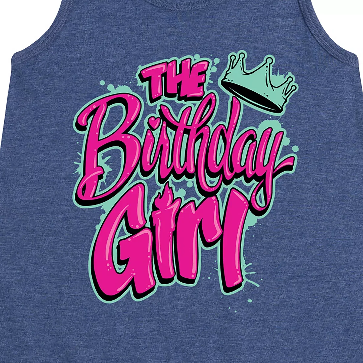 Детское платье-трапеция без рукавов с принтом The Birthday Girl Instant Message, Heather Navy — фото 2