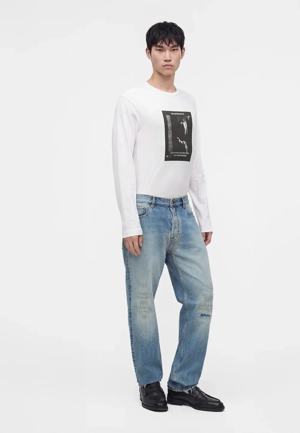 Брюки с карманами - джинсы свободного кроя Emporio Armani, Light Blue Denim — фото 2