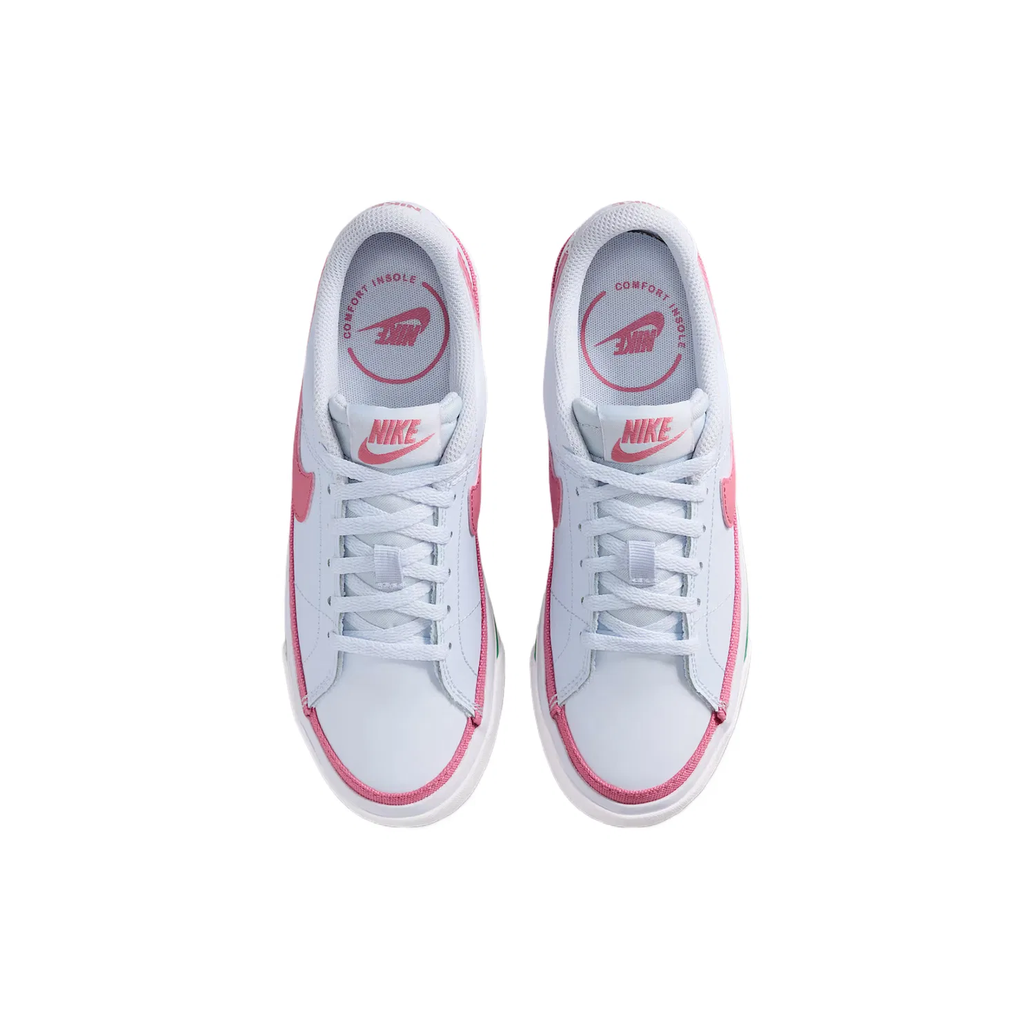 Детские повседневные кроссовки из кожи Nike Court Legacy Leather Low Top, Soccer Gray White Lapis Lazuli Peony — фото 4