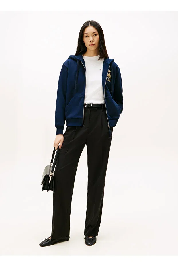 Женские свитшот с капюшоном с вышивкой Tommy Hilfiger, Blue