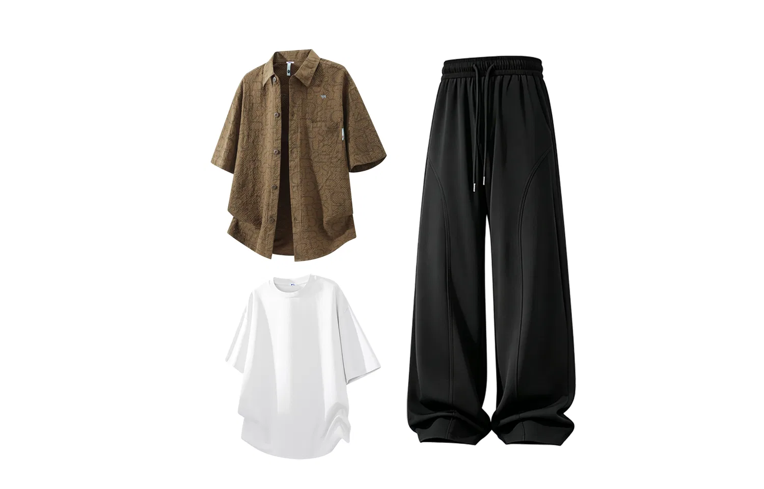 Детский комплект рубашек с воротником, Beige+White+Black (DIY Badge), WARRIOR — фото 4