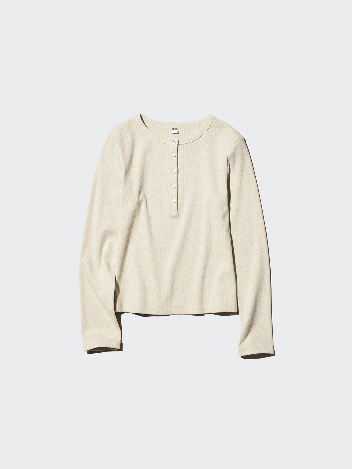 

Лонгслив Uniqlo Ribbed Henley Neck, 30 натуральный, Бежевый, Лонгслив Uniqlo Ribbed Henley Neck, 30 натуральный