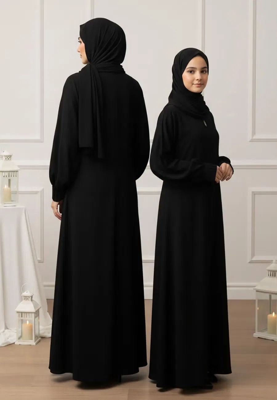 Абая минималистичная с матч-дизайном Layla Nukhbaa, черный — фото 4