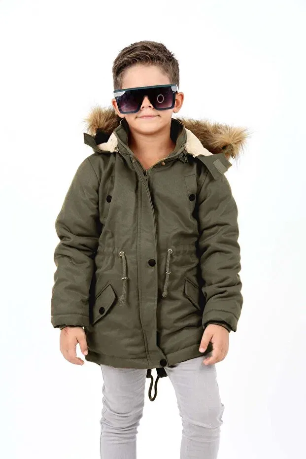 Детское пальто с капюшоном Asortix, Khaki