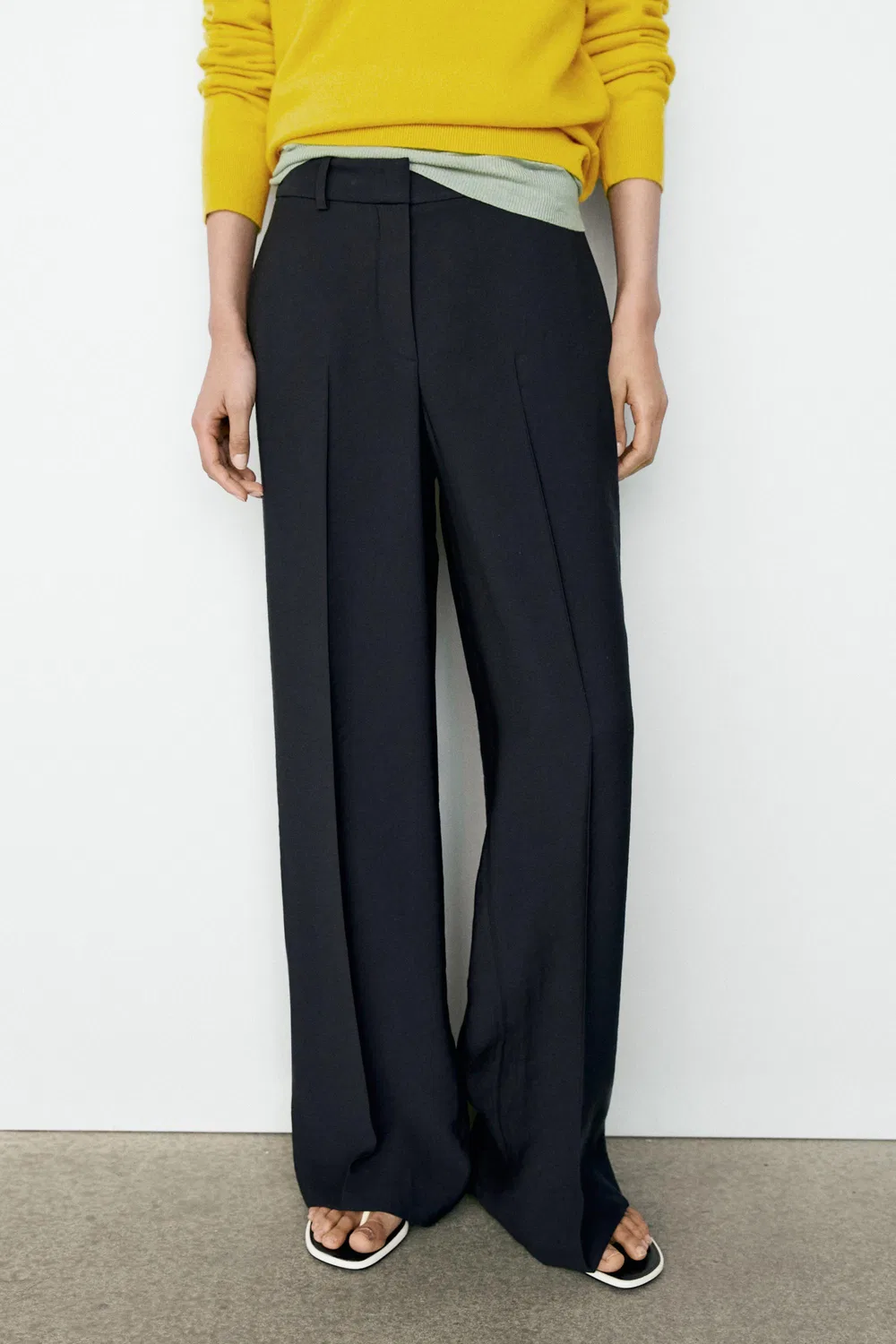 Брюки Massimo Dutti, свободные, прямого кроя, темно-синие — фото 2