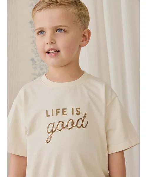 Детская футболка из органического хлопка с принтом Cloud Life is Good JAMIE KAY, Off White — фото 4