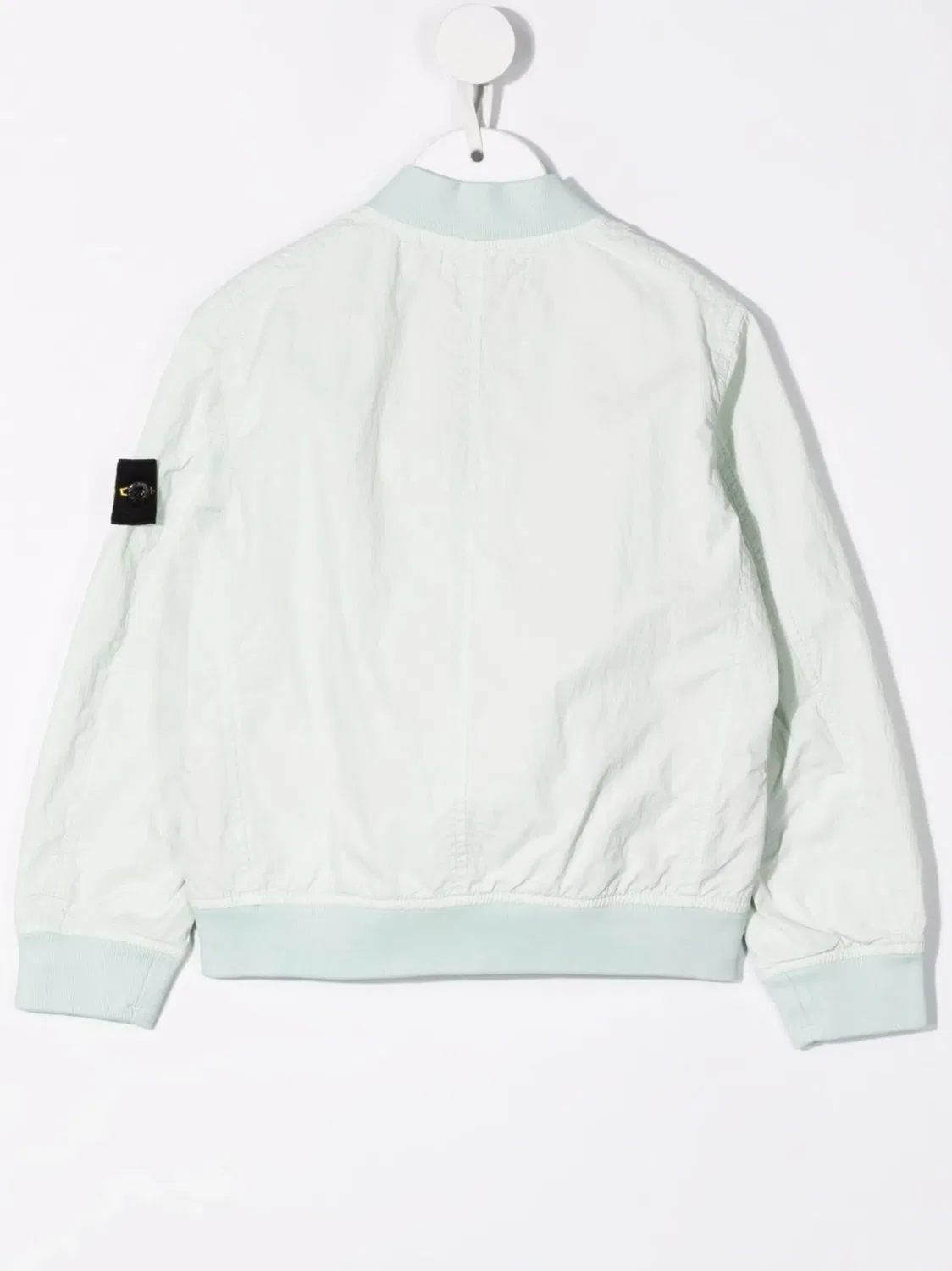 Бомбер на молнии с нашивкой-логотипом Stone Island Junior, синий — фото 2