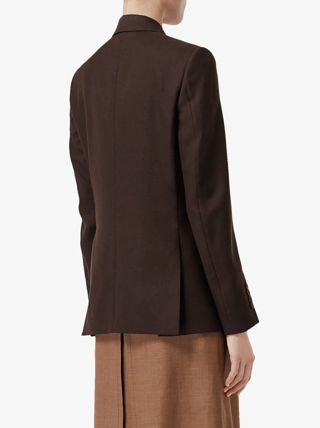 Шерстяной жакет с шелковым декором Burberry, коричневый — фото 4