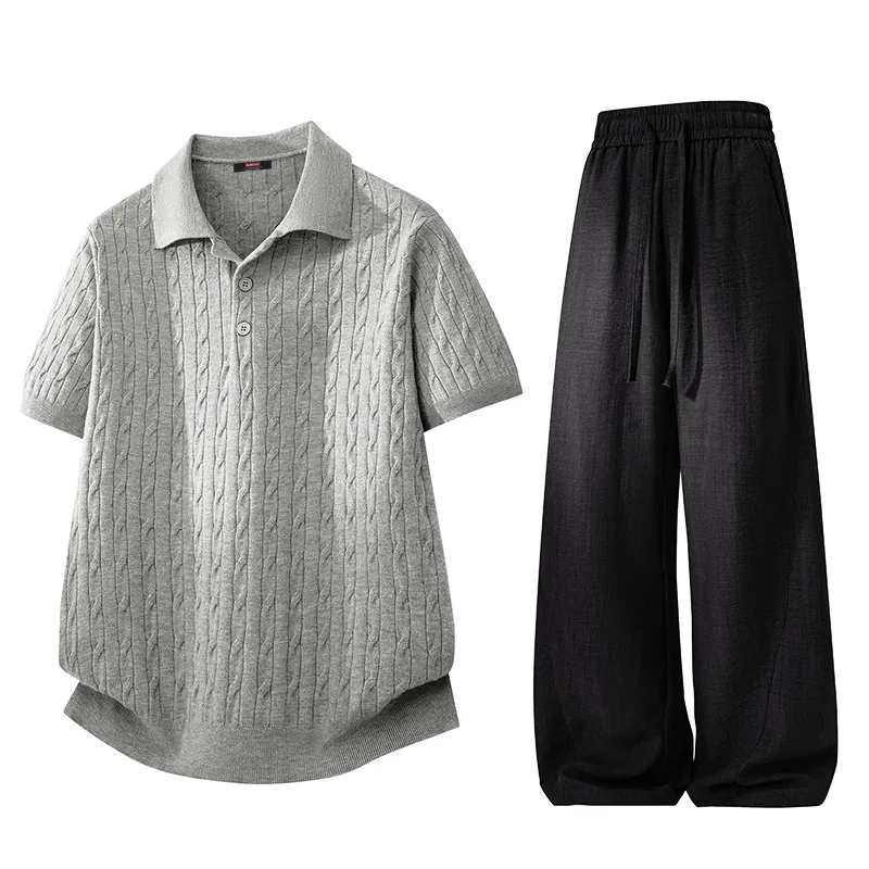 Детский комплект спортивной одежды с отложным воротником BALENO, Light Gray Top+Black Pants